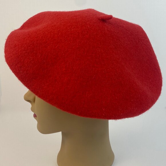 Classic Red French Beret Parisian Cap 100% Wool Blend - Picture 7 of 15